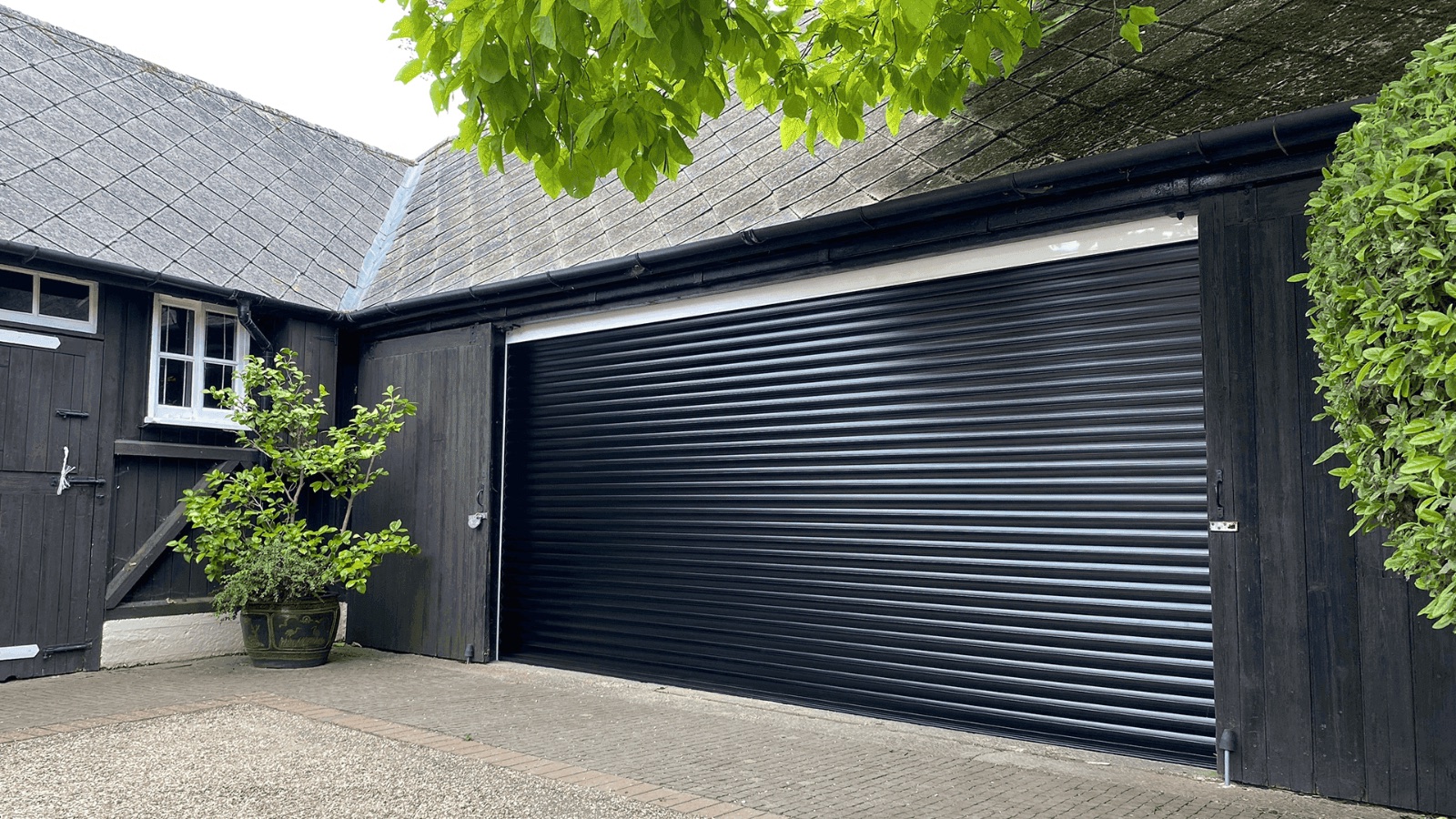 4575mm wide x 3000mm high Ebony Roller door