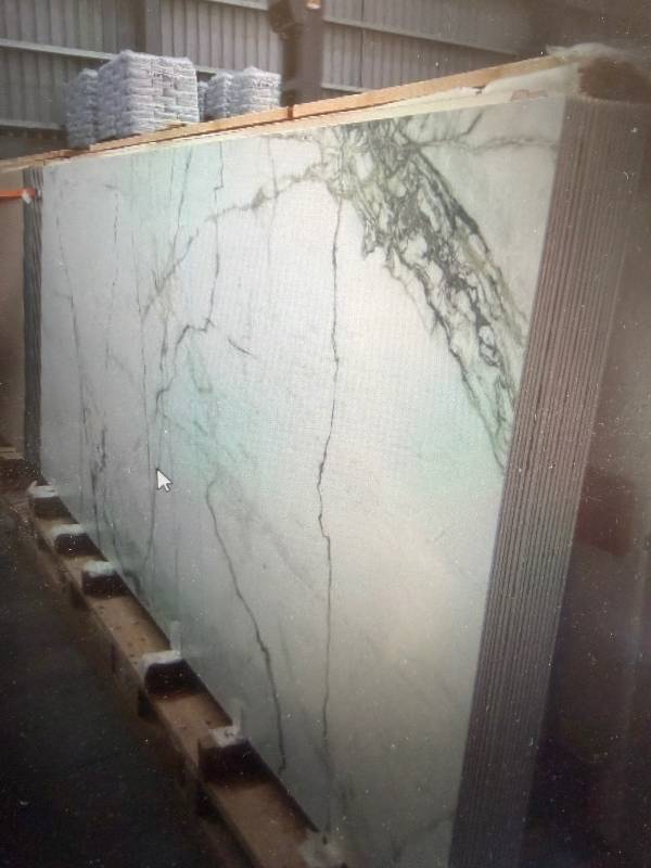 Large format marble look tile